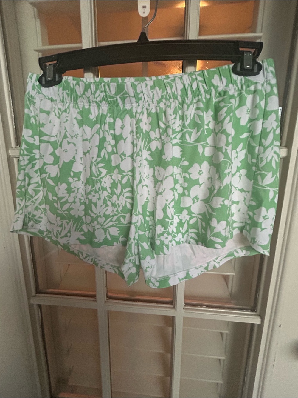 LAKE Green and White Floral Lounge Shorts